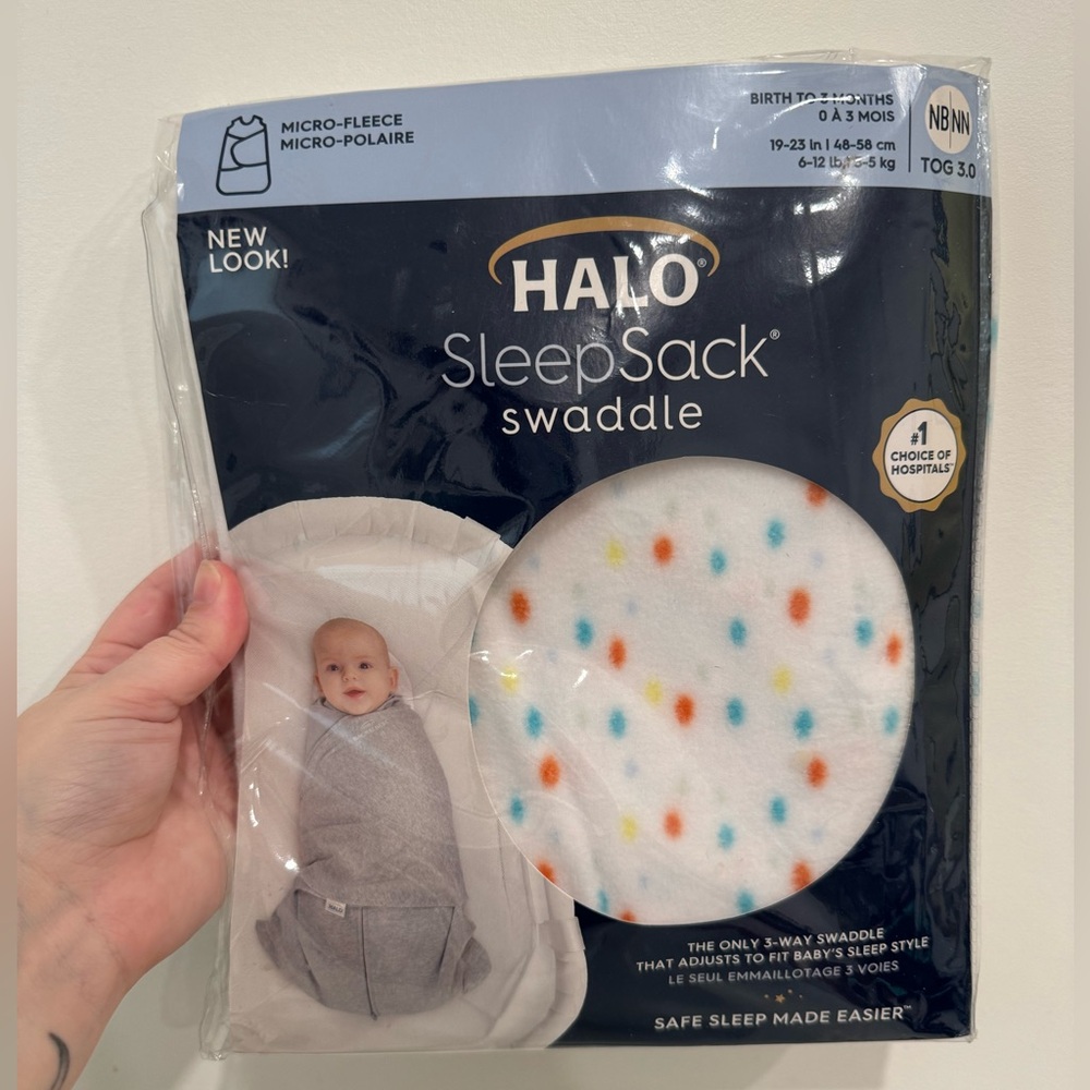 Halo micro fleece sleep sack swaddle for newborn 0-3 months.